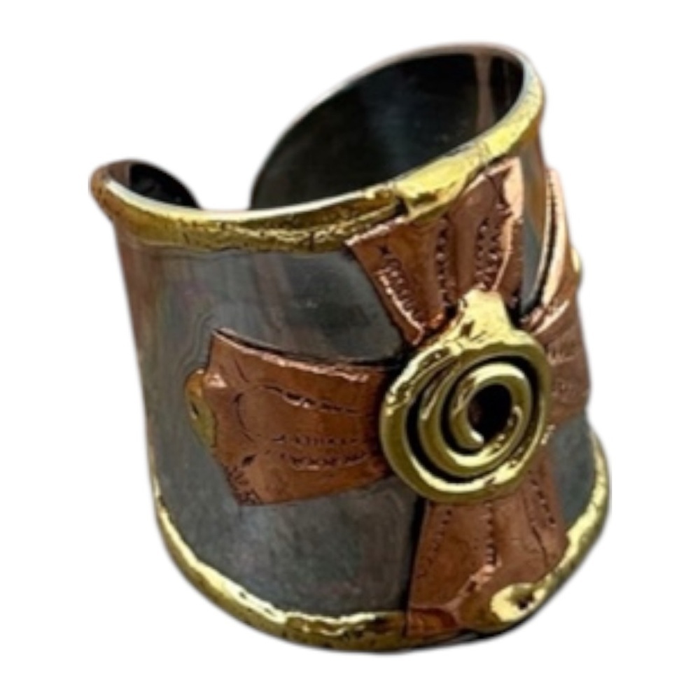 Mixed Metal Adjustable Spiral Cross Ring Janya Collection Anju Adjustable NEW